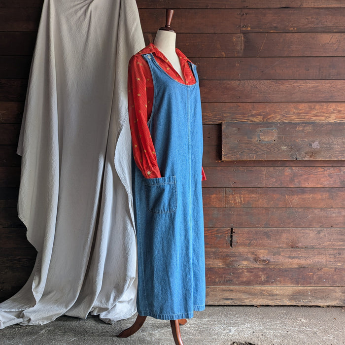 90s Vintage Maxi Denim Pinafore Dress