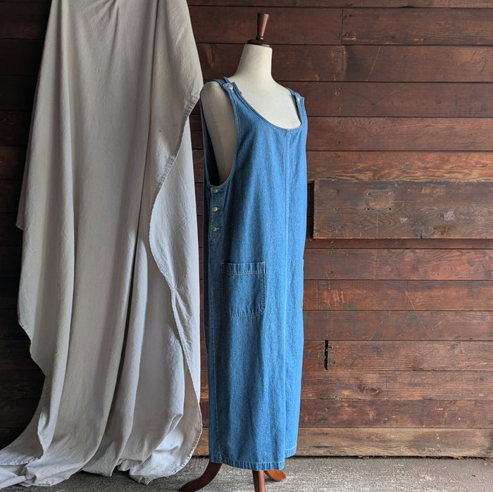 90s Vintage Maxi Denim Pinafore Dress