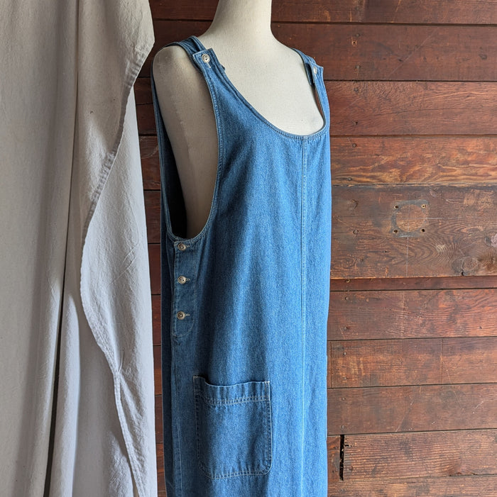 90s Vintage Maxi Denim Pinafore Dress