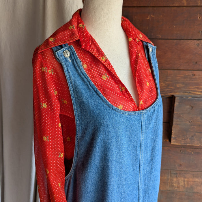 90s Vintage Maxi Denim Pinafore Dress