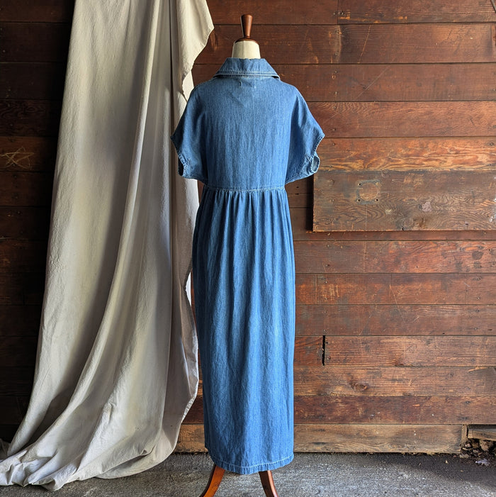 90s Vintage Maxi Denim Shirt Dress