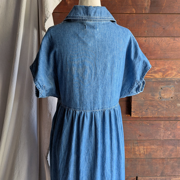 90s Vintage Maxi Denim Shirt Dress