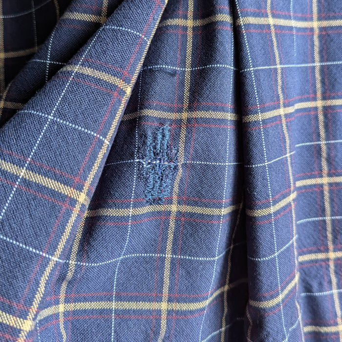90s Vintage Navy Plaid Mini Skirt