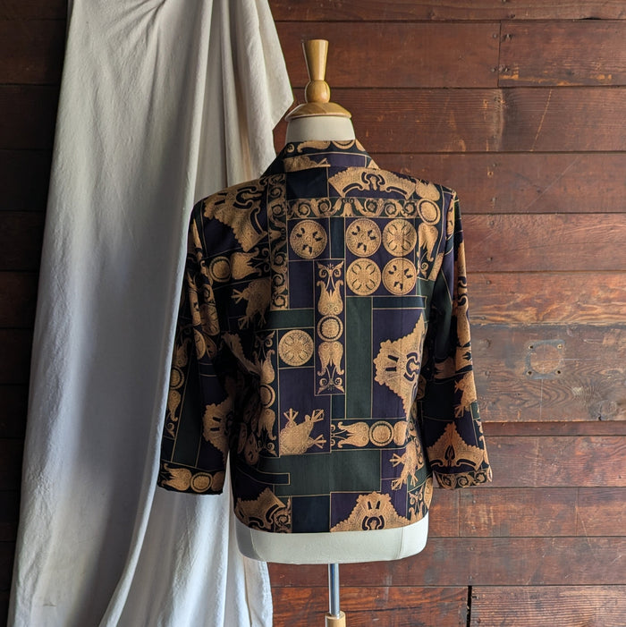 90s Vintage Olive and Purple Ornate Print Jacket