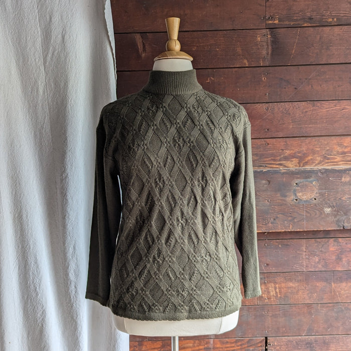 90s Vintage Olive Green Wool Blend Sweater