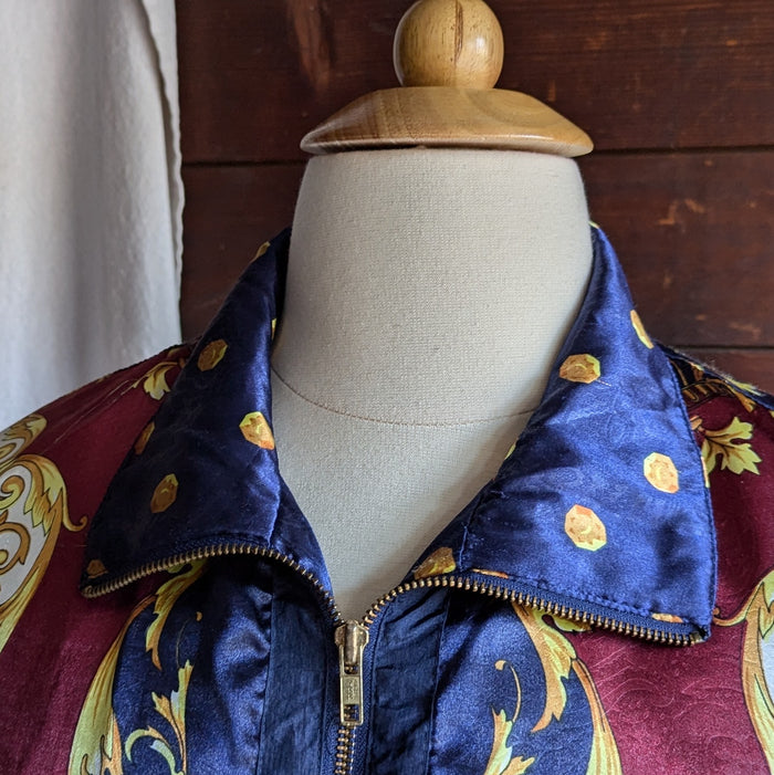 90s Vintage Ornate Filigree Satin Windbreaker