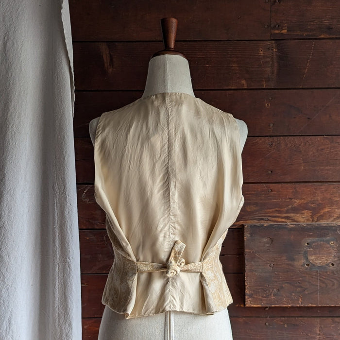 90s Vintage Pale Yellow Striped Paisley Vest