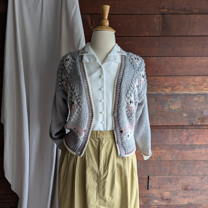 90s Vintage Pleat-Front Khaki Safari Midi Skirt