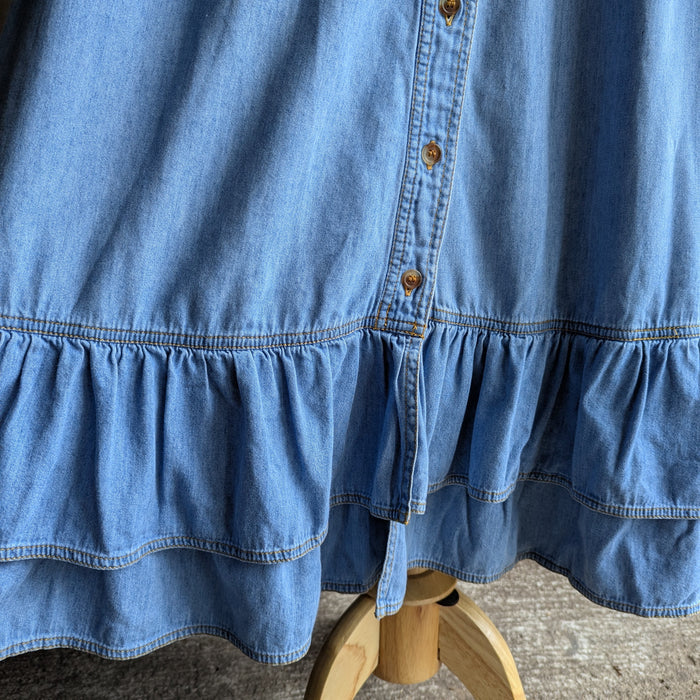 90s Vintage Plus Size Denim Ruffle Skirt