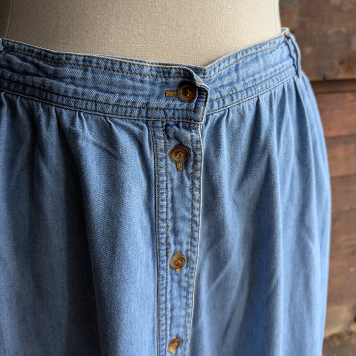 90s Vintage Plus Size Denim Ruffle Skirt