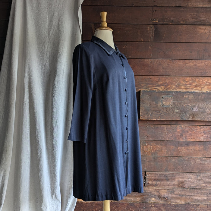 90s Vintage Plus Size Dressy Navy Rayon Blend Coat