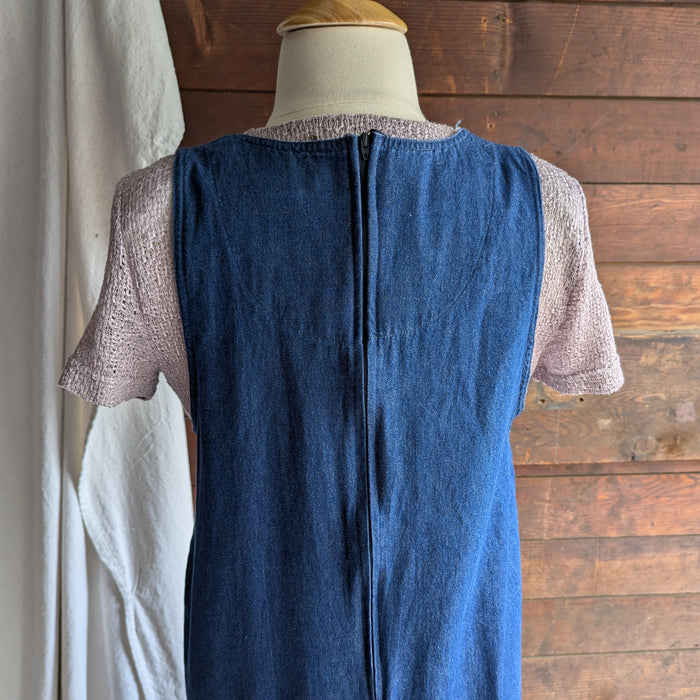 90s Vintage Plus Size Embroidered Denim Midi Dress
