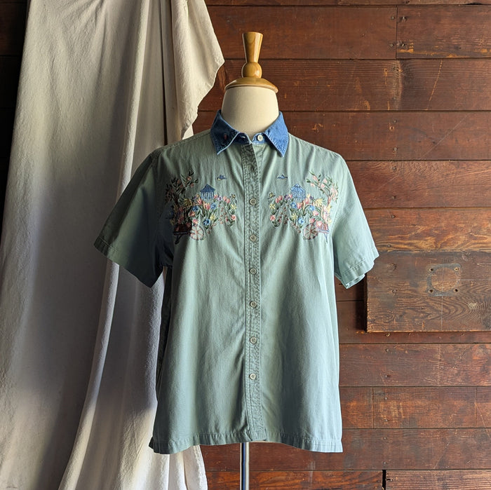 90s Vintage Plus Size Embroidered Shirt