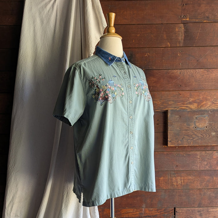 90s Vintage Plus Size Embroidered Shirt