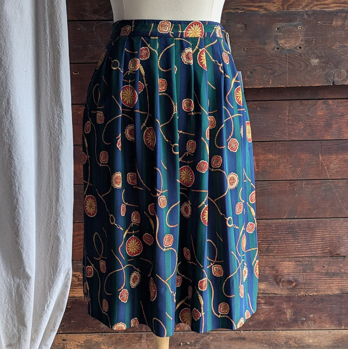 90s Vintage Plus Size Medallion Print Midi Skirt