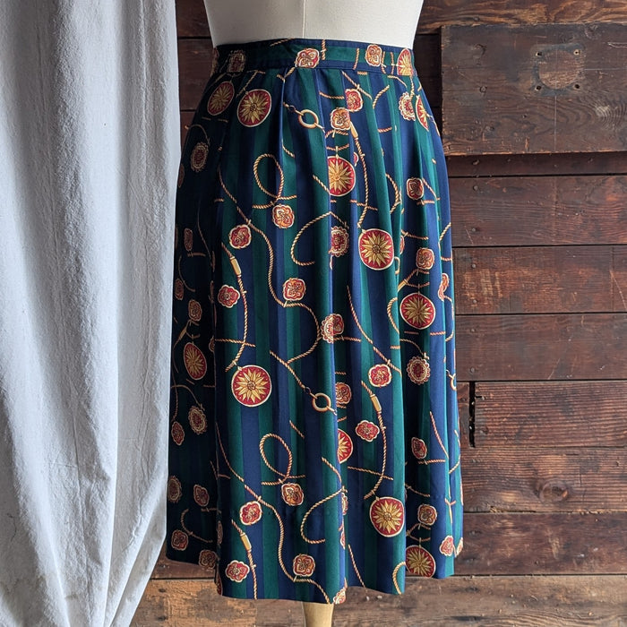 90s Vintage Plus Size Medallion Print Midi Skirt