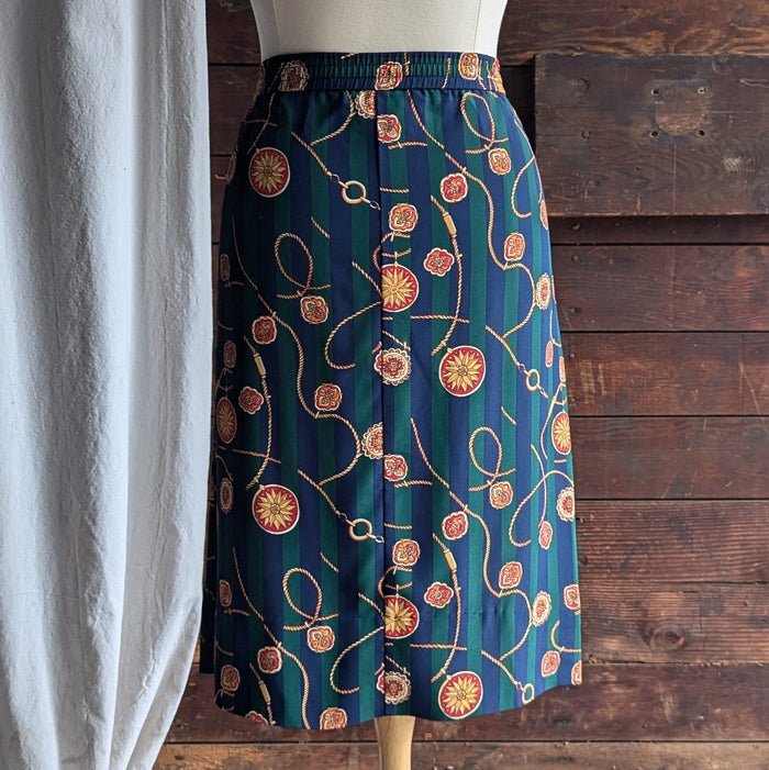 90s Vintage Plus Size Medallion Print Midi Skirt