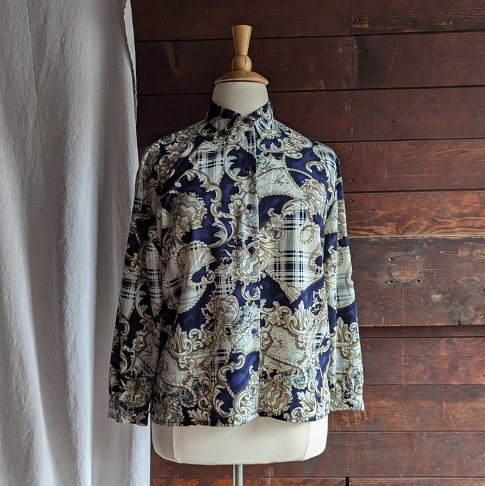 90s Vintage Plus Size Ornate Nautical Blouse