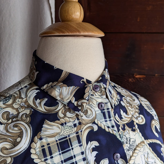 90s Vintage Plus Size Ornate Nautical Blouse