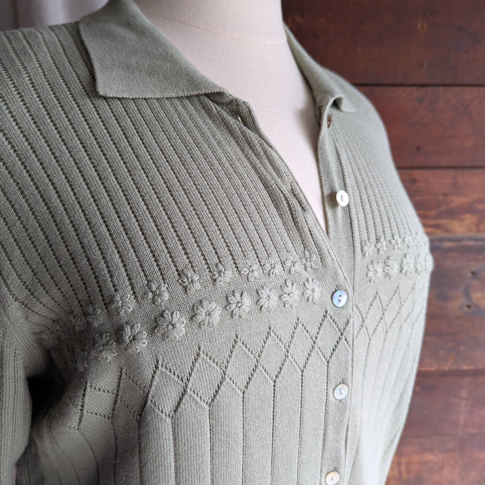90s Vintage Plus Size Pistachio Green Knit Short-Sleeve Top