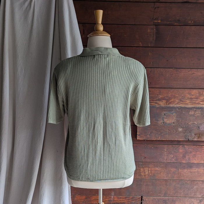 90s Vintage Plus Size Pistachio Green Knit Short-Sleeve Top