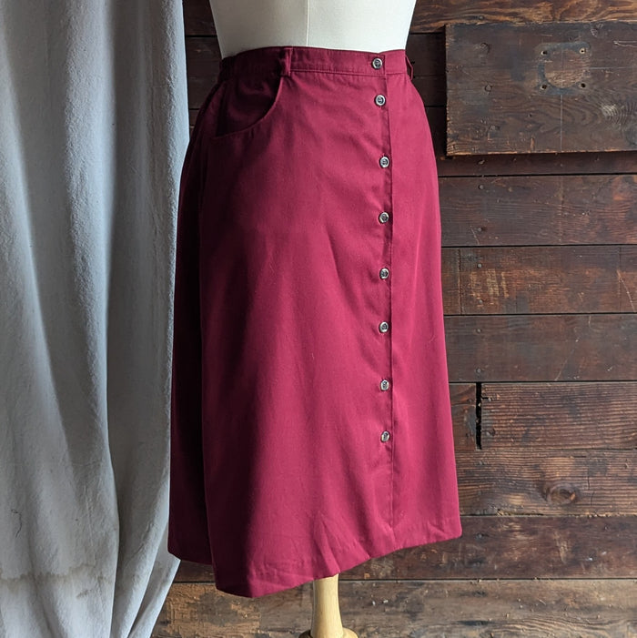 90s Vintage Plus Size Red Button-Front Skirt