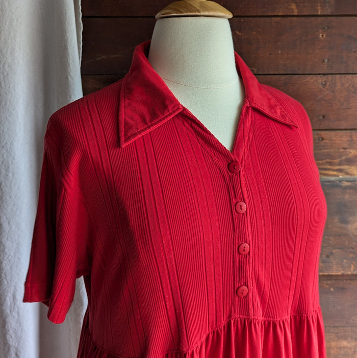 90s Vintage Plus Size Red Jersey Knit Dress