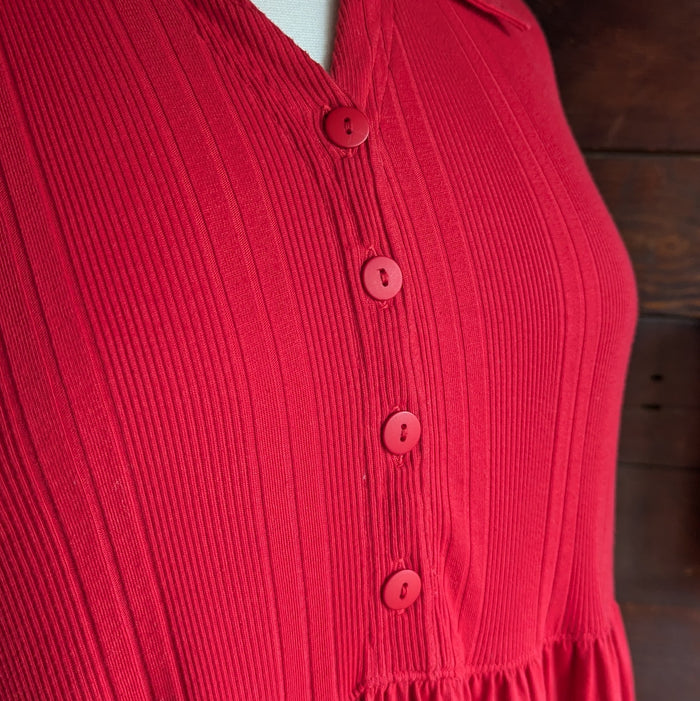 90s Vintage Plus Size Red Jersey Knit Dress