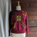 90s Vintage Plus Size Red Quilt Pattern Sweater