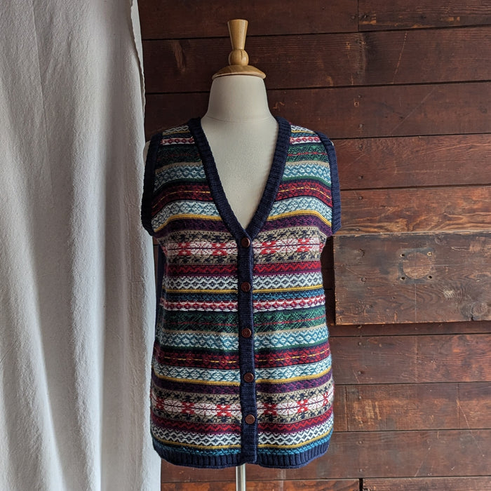 90s Vintage Plus Size Wool Blend Blue Sweater Vest