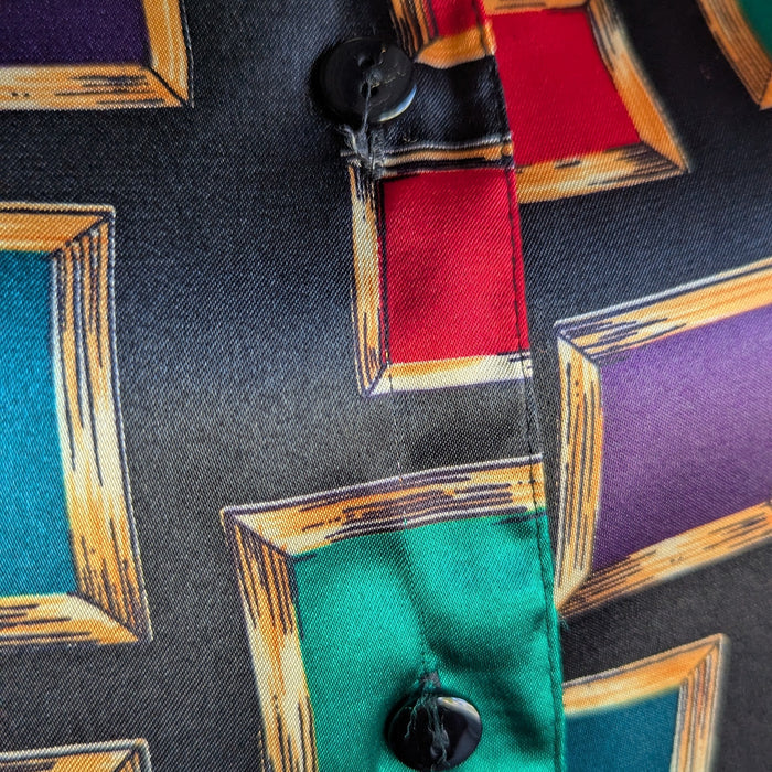90s Vintage Satin Long Sleeve Jewel Tone Blouse