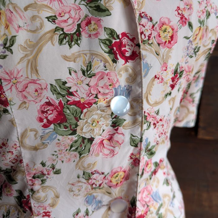 90s Vintage Sweet Short Sleeve Floral Blouse