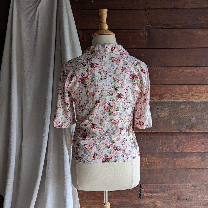 90s Vintage Sweet Short Sleeve Floral Blouse