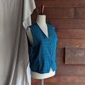 90s Vintage Teal Plaid Vest