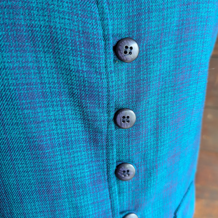 90s Vintage Teal Plaid Vest