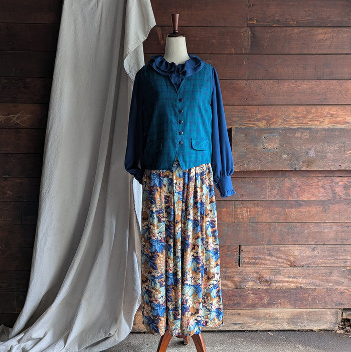 90s Vintage Teal Plaid Vest