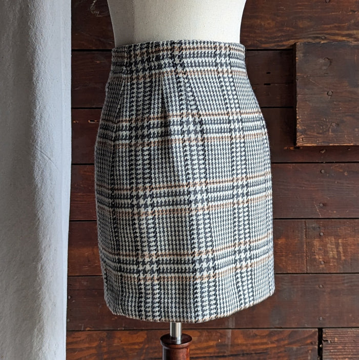 90s Vintage Tweed Mini Pencil Skirt