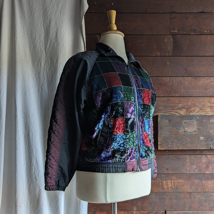 90s Vintage Velvet Patchwork Windbreaker