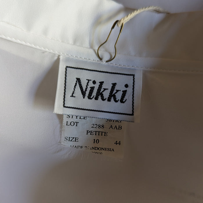 90s Vintage White Long Sleeve Boxy Blouse