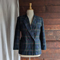 90s Vintage Wool Blend Plaid Blazer