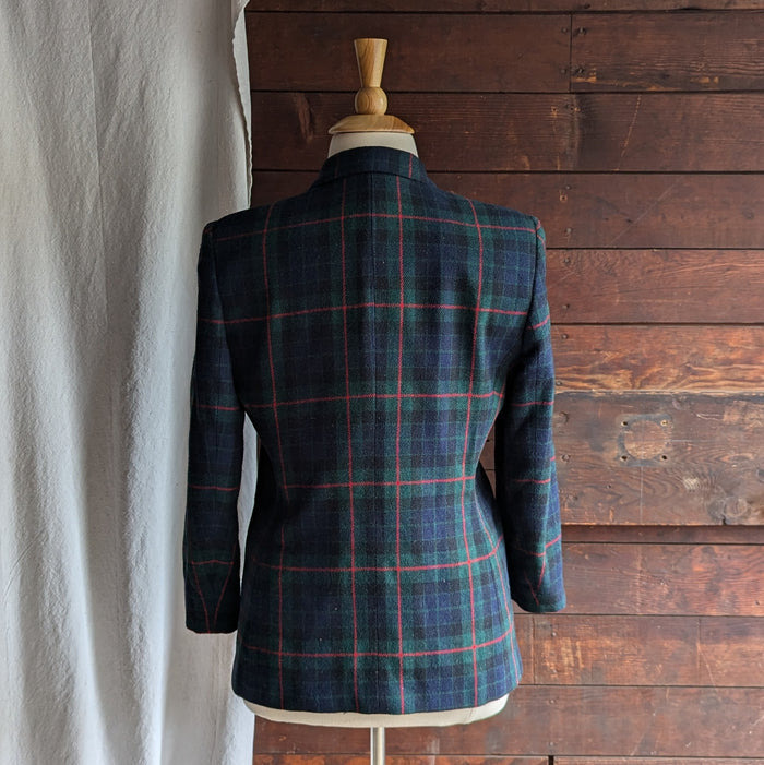 90s Vintage Wool Blend Plaid Blazer