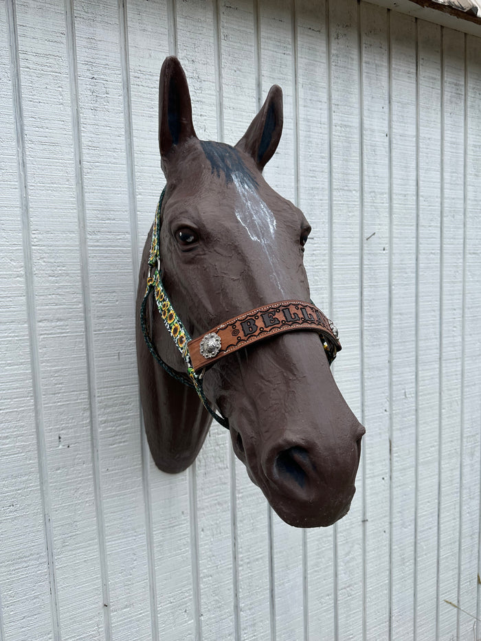 PERSONALIZED cow sunflower print nylon horse halter
