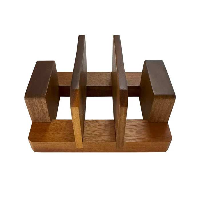 Acacia Wood Cutting Board Holder & 3 Slot Organizer