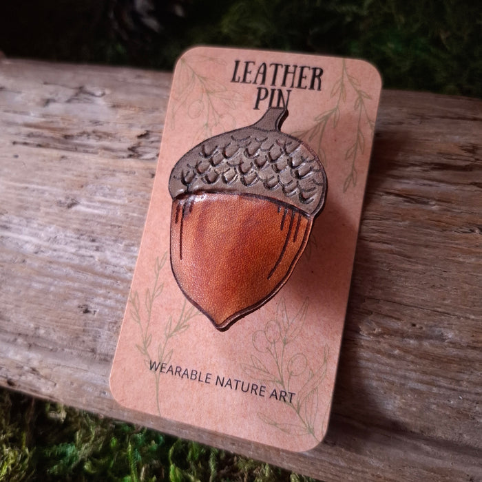Acorn Leather Brooch