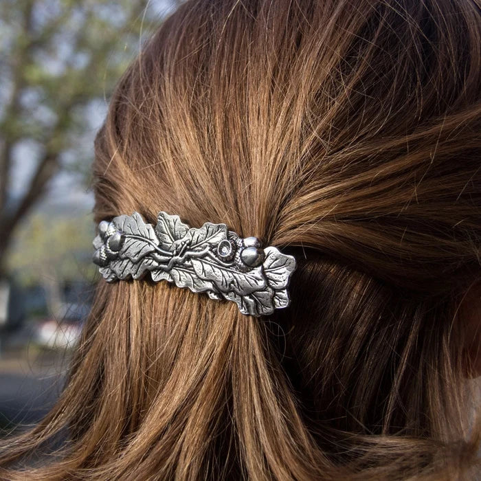 Acorn & Oak Pewter Hair Barrette
