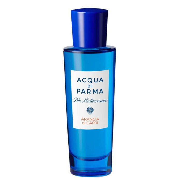 Acqua di Parma Blu Mediterraneo Arancia di Capri 30ml EDT perfume spray, featuring bright orange citrus scent and elegant packaging.