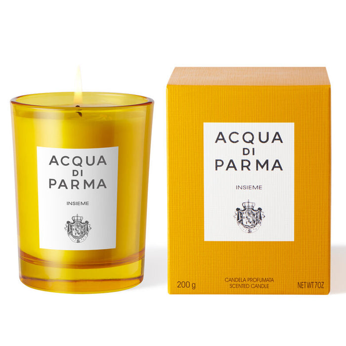 Acqua di Parma Insieme Candle 200g with elegant glass holder, featuring a luxurious scent and classic design.