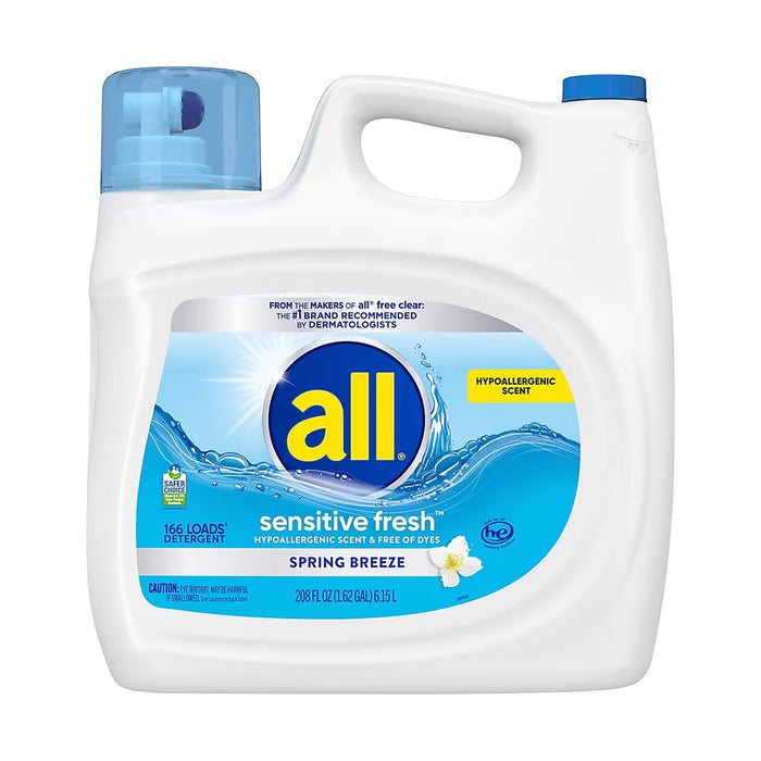 all Sensitive Fresh Liquid Laundry Detergent, Spring Breeze, 166 Loads, 208 fl. oz.