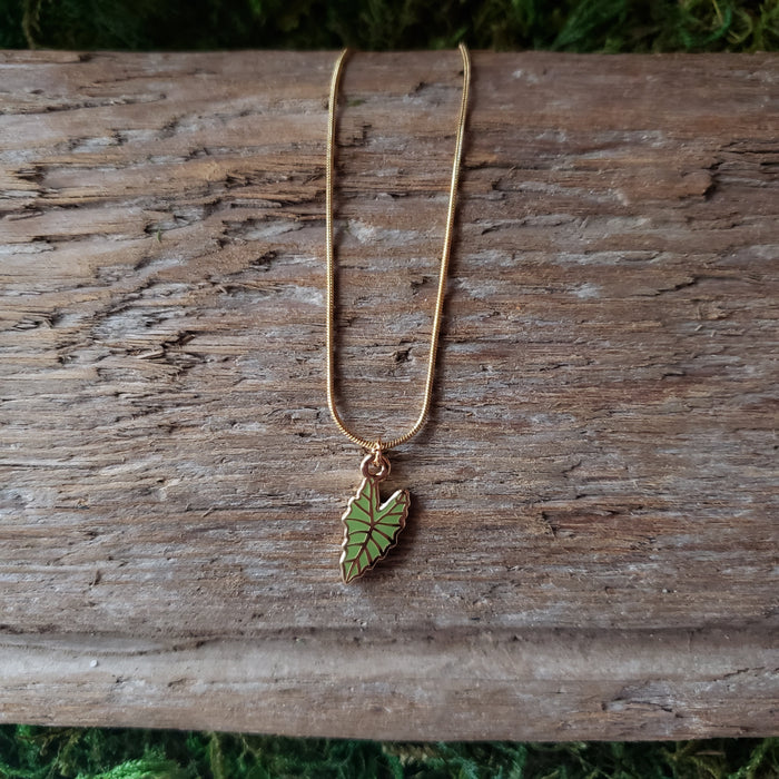 Alocasia Leaf Charm Necklace