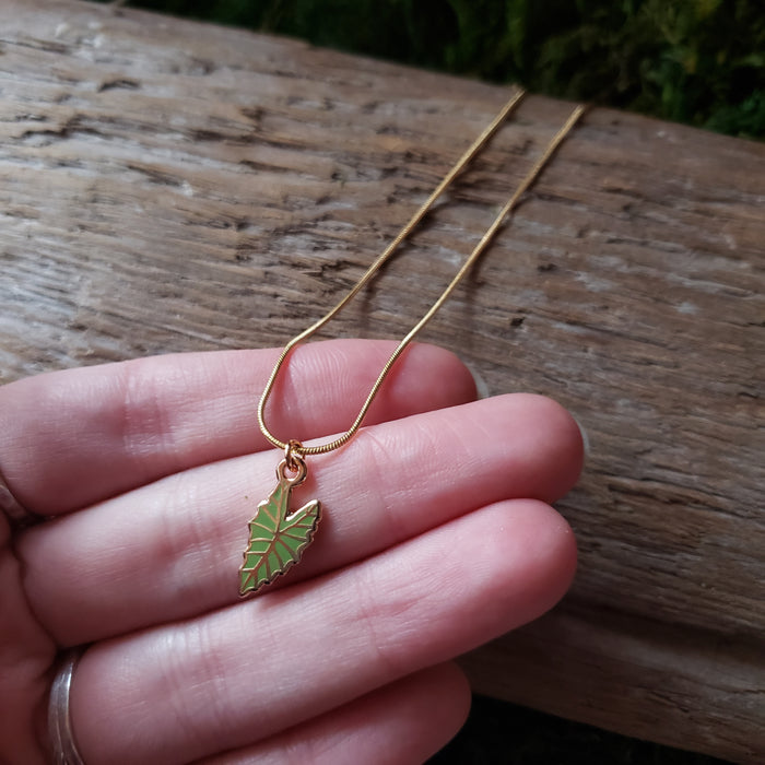 Alocasia Leaf Charm Necklace